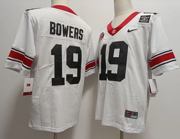 Men Georgia Bulldogs 19 Bowers White 2024 Nike Vapor NCAA Jersey